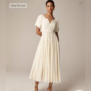 J CREW Elena puff-sleeve dress in crepe de chine
